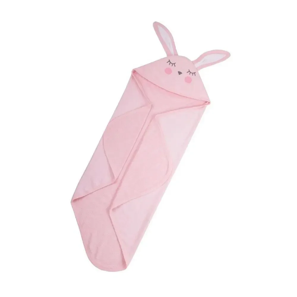 Little Star Organics Baby Bath Pink Hood Towel Bunny Super Soft